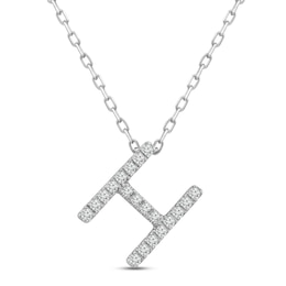 Diamond Letter H Necklace 1/8 ct tw Round-cut Sterling Silver 18&quot;