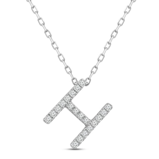 Diamond Letter M Necklace 1/8 ct tw Round-cut Sterling Silver 18