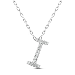 Diamond Letter I Necklace 1/15 ct tw Round-cut Sterling Silver 18&quot;