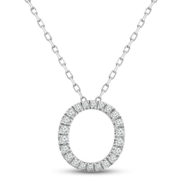 Diamond Letter O Necklace 1/8 ct tw Round-cut Sterling Silver 18&quot;