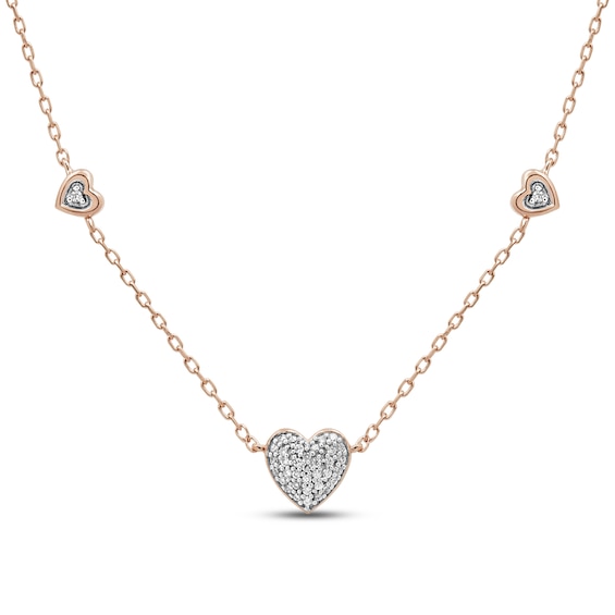 Diamond Heart Necklace 1/10 ct tw Round 10K Rose Gold