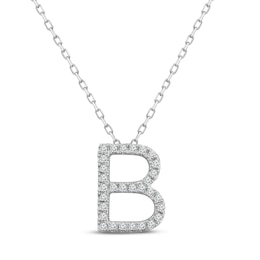 Diamond Letter B Necklace 1/8 ct tw Round-cut Sterling Silver 18&quot;