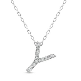 KC Designs Diamond Bitty Block Initial V Necklace N13095-V - The