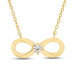 Diamond Infinity Necklace 1/10 ct tw Round-cut 10K Yellow Gold 18&quot;