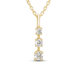 Diamond Three-Stone Dangle Necklace 1/6 ct tw Round-cut 10K Yellow Gold 18&quot;