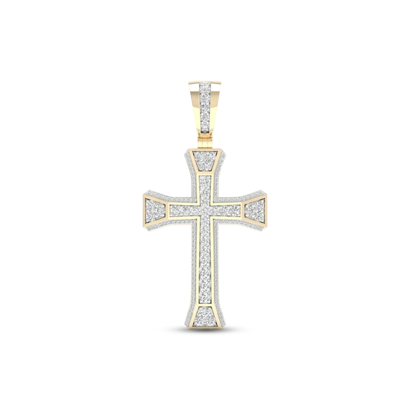 Main Image 1 of Men's Diamond Cross Pendant 2 ct tw Round-cut 10K Yellow Gold