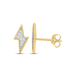 Men's Diamond Lightning Bolt Earrings 1/4 ct tw Round-cut 10K Yellow Gold