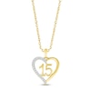 Thumbnail Image 1 of Diamond Quinceañera Heart Necklace 1/10 ct tw Round-cut 10K Yellow Gold 18&quot;