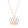 Thumbnail Image 1 of Diamond Quinceañera Crown Cross Necklace 1/5 ct tw Round-cut 10K Rose Gold 18&quot;