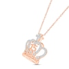 Thumbnail Image 2 of Diamond Quinceañera Crown Cross Necklace 1/5 ct tw Round-cut 10K Rose Gold 18&quot;