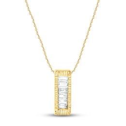 Diamond Vertical Bar Necklace 1/20 ct tw Baguette-cut 10K Yellow Gold 18&quot;