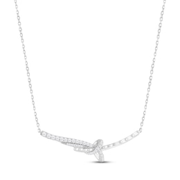 Diamond Bar Necklace 1/2 ct tw Round & Baguette-cut 10K White Gold 18&quot;