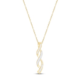 Diamond Twist Necklace 1/6 ct tw Round & Baguette-cut 10K Yellow Gold 18&quot;