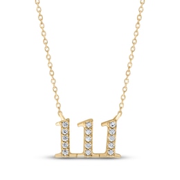 Diamond Angel Number 111 Necklace 1/10 ct tw Round-cut 10K Yellow Gold 18&quot;