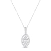 Thumbnail Image 1 of Diamond Marquise Necklace 1/5 ct tw Round & Baguette-cut 10K White Gold 18&quot;