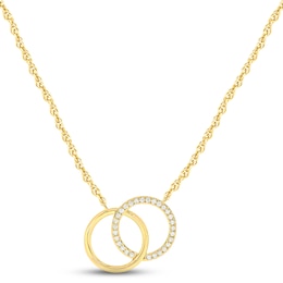 Diamond Circle Necklace 1/10 ct tw Round-cut 10K Yellow Gold 18&quot;