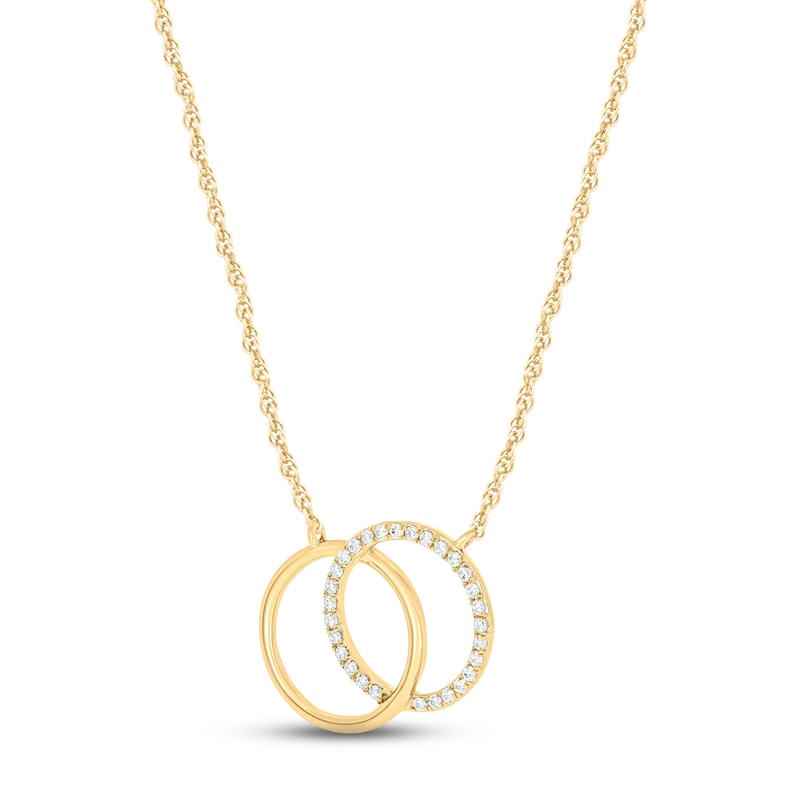 Main Image 2 of Diamond Circle Necklace 1/10 ct tw Round-cut 10K Yellow Gold 18&quot;