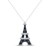 Thumbnail Image 1 of Black & White Diamond Eiffel Tower Necklace 1/10 ct tw Round-cut Sterling Silver 18&quot;