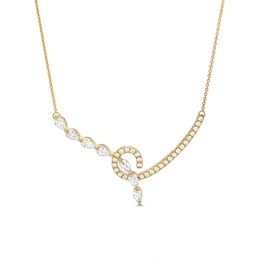 Diamond Swirl Necklace 1 ct tw Pear & Round-cut 14K Yellow Gold 18&quot;