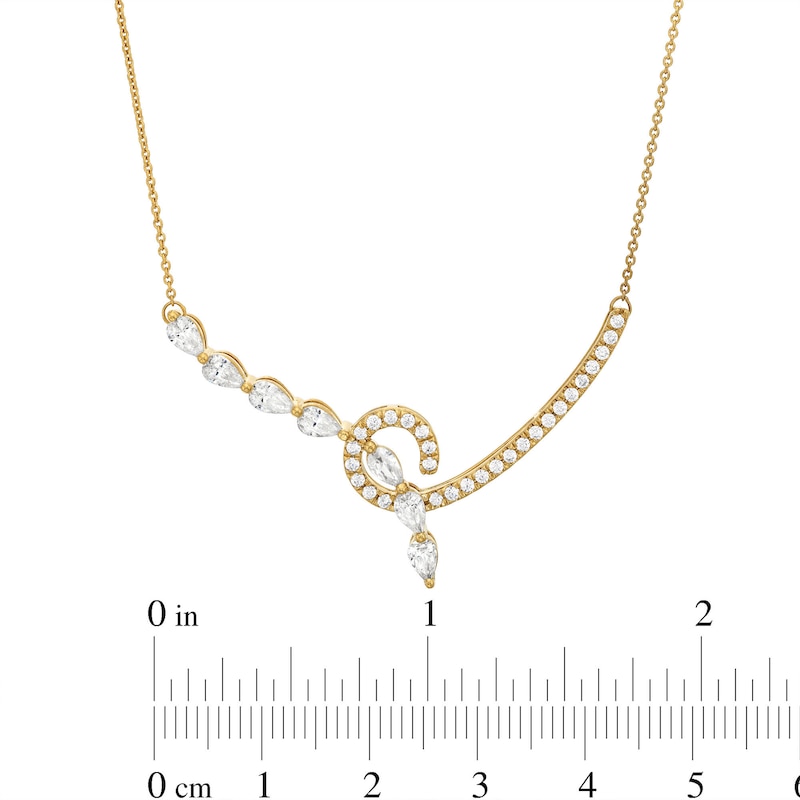 Main Image 2 of Diamond Swirl Necklace 1 ct tw Pear & Round-cut 14K Yellow Gold 18&quot;