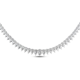 Diamond Riviera Necklace 7 ct tw Pear-Shaped 14K White Gold 18&quot;