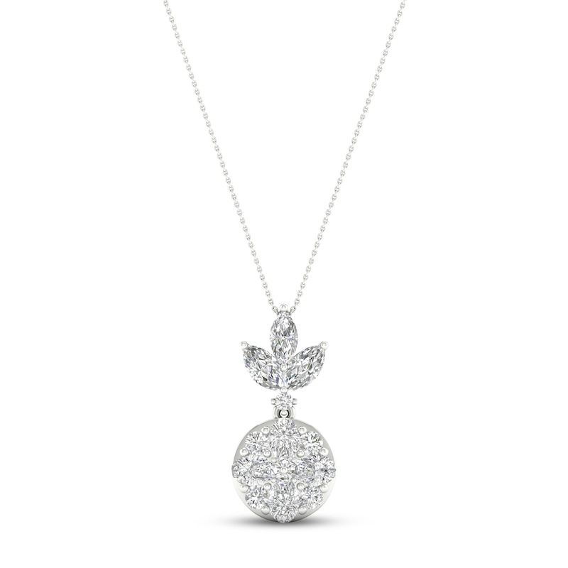 Main Image 1 of Multi-Diamond Necklace 2 ct tw Marquise, Pear & Round-cut 14K White Gold 18&quot;