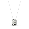 Thumbnail Image 3 of Diamond Necklace 2 ct tw Emerald & Round-cut 14K White Gold 18"