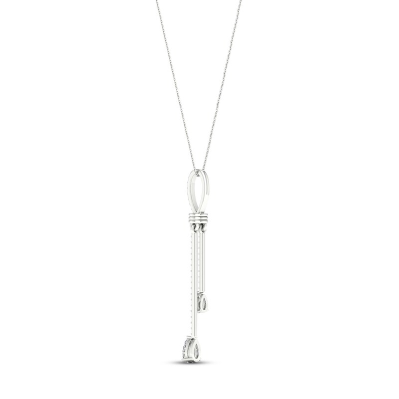 Main Image 4 of Diamond Double Drop Necklace 1/2 ct tw Pear & Round-cut 14K White Gold 18&quot;