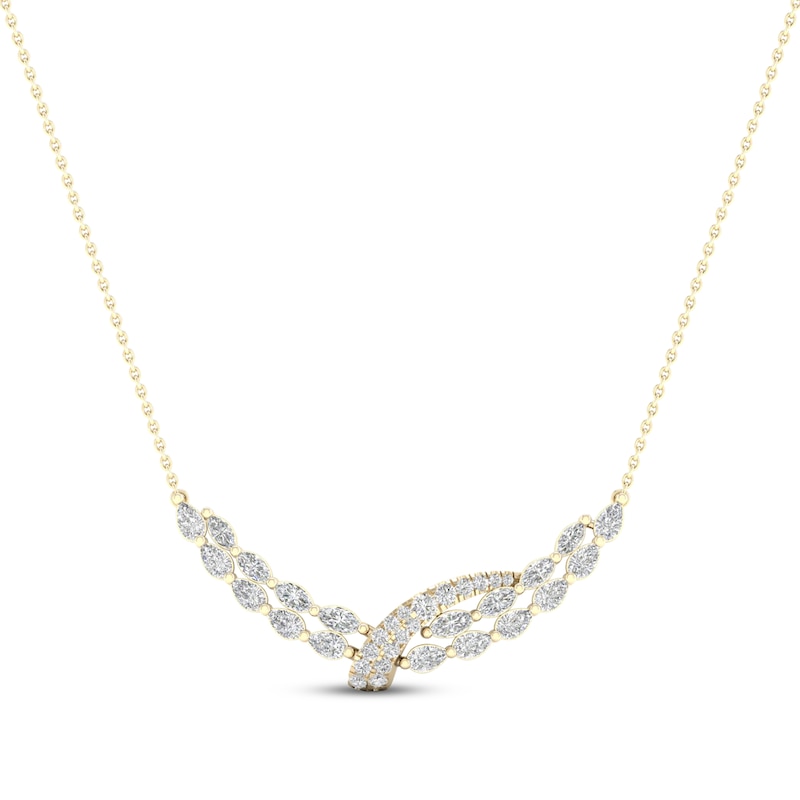 Diamond Bypass Necklace 2-1/4 ct tw Marquise, Pear & Round-cut 14K ...