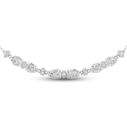 Diamond Smile Necklace 3 ct tw Pear & Round-cut 14K White Gold 18&quot;