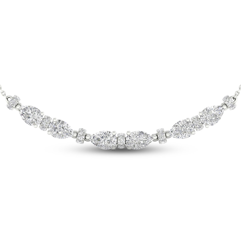 Diamond Smile Necklace 3 ct tw Pear & Round-cut 14K White Gold 18
