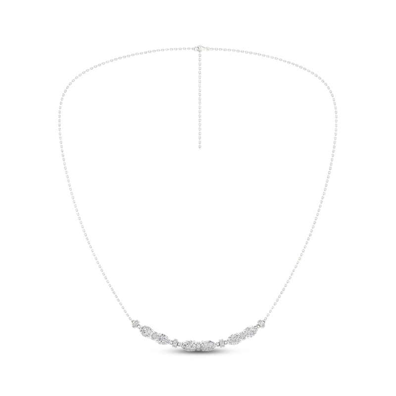 Diamond Smile Necklace 3 ct tw Pear & Round-cut 14K White Gold 18"
