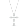 Thumbnail Image 1 of Milgrain Cross Necklace 1/8 ct tw Round-cut 10K White Gold 18&quot;