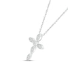 Thumbnail Image 2 of Milgrain Cross Necklace 1/8 ct tw Round-cut 10K White Gold 18&quot;