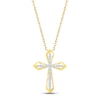 Thumbnail Image 1 of Diamond Double Cross Necklace 1/4 ct tw Round-cut 10K Yellow Gold 18&quot;