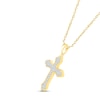 Thumbnail Image 2 of Diamond Milgrain Scalloped Cross Necklace 1/6 ct tw Round-cut 10K Yellow Gold 18&quot;