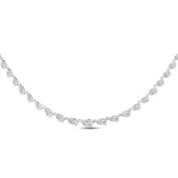 Diamond Riviera Necklace 7 ct tw Pear-Shaped 14K White Gold 18&quot;