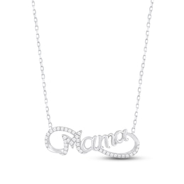 Diamond &quot;Mama&quot; Infinity Necklace 1/6 ct tw Round-cut Sterling Silver 18&quot;