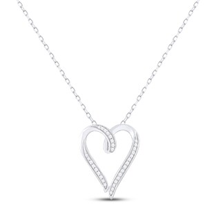 Jewelili Diamond Necklace Heart Jewelry in Yellow Gold Over Sterling Silver & 1/4 Cttw Diamond