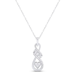 Diamond Infinity &quot;Mom&quot; Necklace 1/4 ct tw Round-cut Sterling Silver 18&quot;