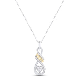 Diamond infinity &quot;Mom&quot; Necklace 1/4 ct tw Round-cut 10K Two-Tone Gold 18&quot;