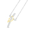 Thumbnail Image 1 of Diamond Cross Necklace 1/15 ct tw Round-cut Sterling Silver & 10K Yellow Gold 18"