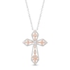 Thumbnail Image 0 of Diamond Cross Necklace 1/8 ct tw Round-cut Sterling Silver & 10K Rose Gold 18"