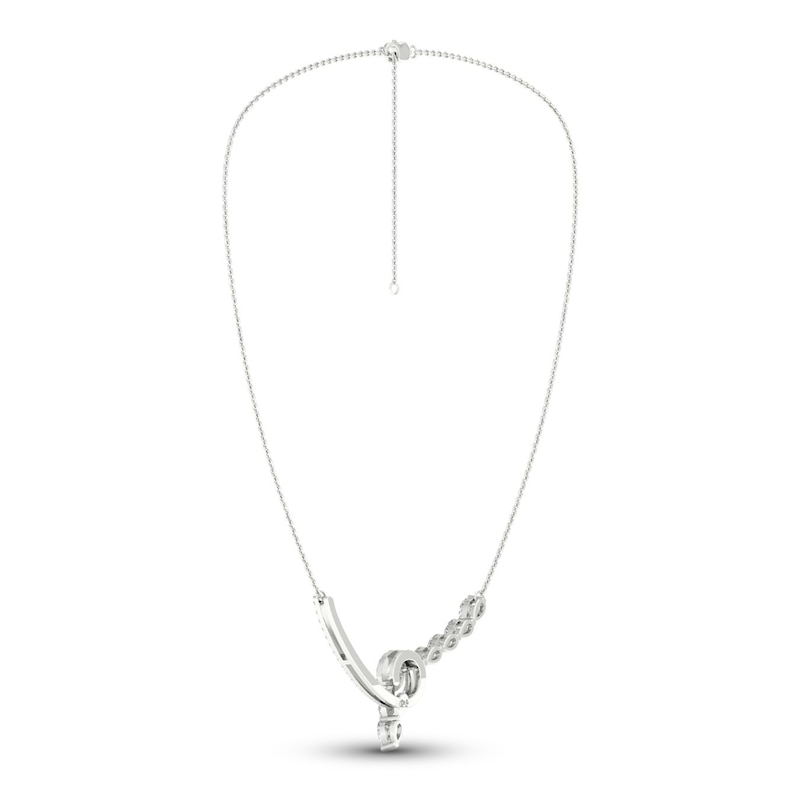 Main Image 5 of Diamond Swirl Necklace 1 ct tw Pear & Round-cut 14K White Gold