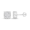 Thumbnail Image 3 of Men's Diamond Greek Key Stud Earrings 1/2 ct tw Round-cut 10K White Gold