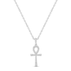 Thumbnail Image 1 of Diamond Ankh Necklace 1/10 ct tw Round-cut 10K White Gold 18&quot;