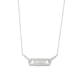 Diamond Three-Stone Necklace 1/2 ct tw Round-cut 10K White Gold 18&quot;