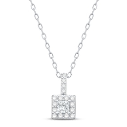 Diamond Necklace 1/4 ct tw Princess & Round-cut 10K White Gold 18&quot;