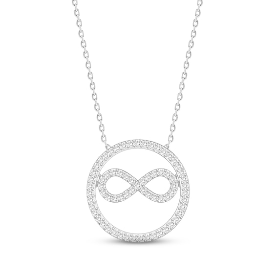 Diamond Infinity Circle Necklace 1/6 ct tw Round-cut Sterling Silver 18"