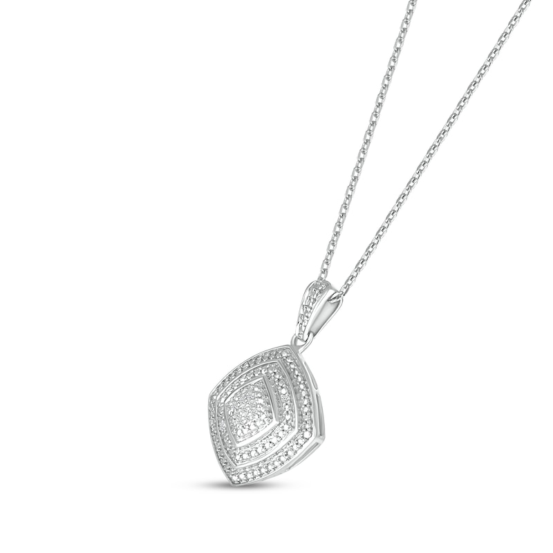 Main Image 2 of Diamond Cushion Necklace Sterling Silver 18&quot;